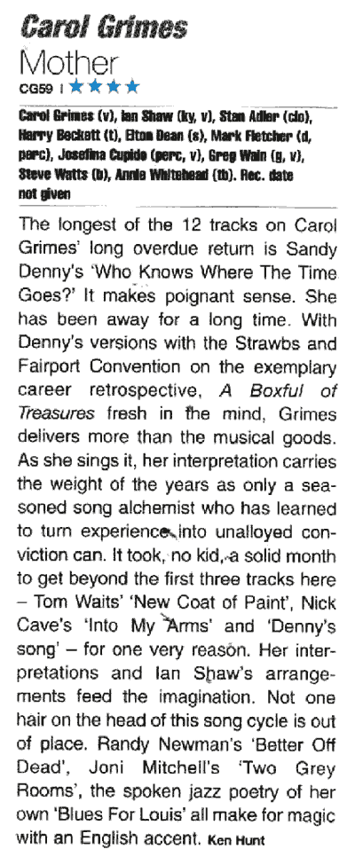 Carol Grimes Jazzwise review