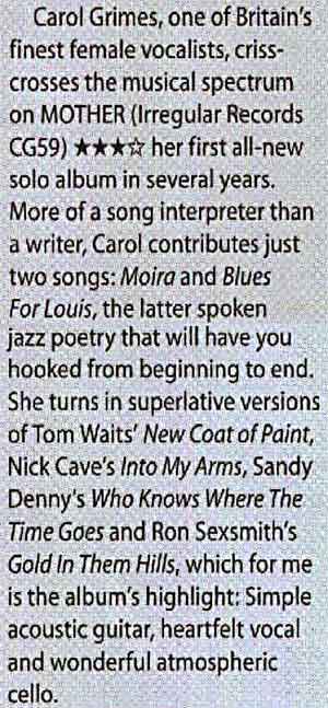Carol Grimes Maverick review of Mother album September 2005