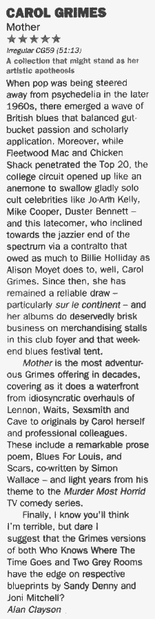 Carol Grimes Record Collector review of Mother album june 2005
